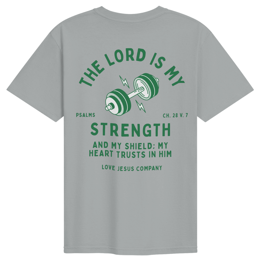The Lord Is My Strength Christian T-Shirt by Love Jesus Company — product view 1